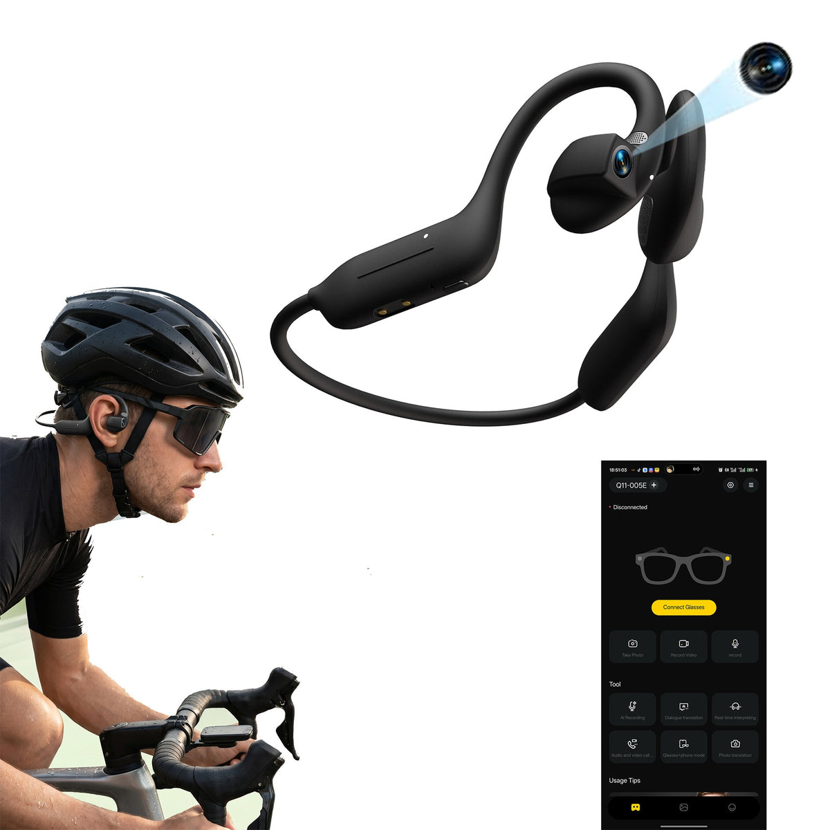 AI Smart Headphones with HD Camera and AI Voice Assistant