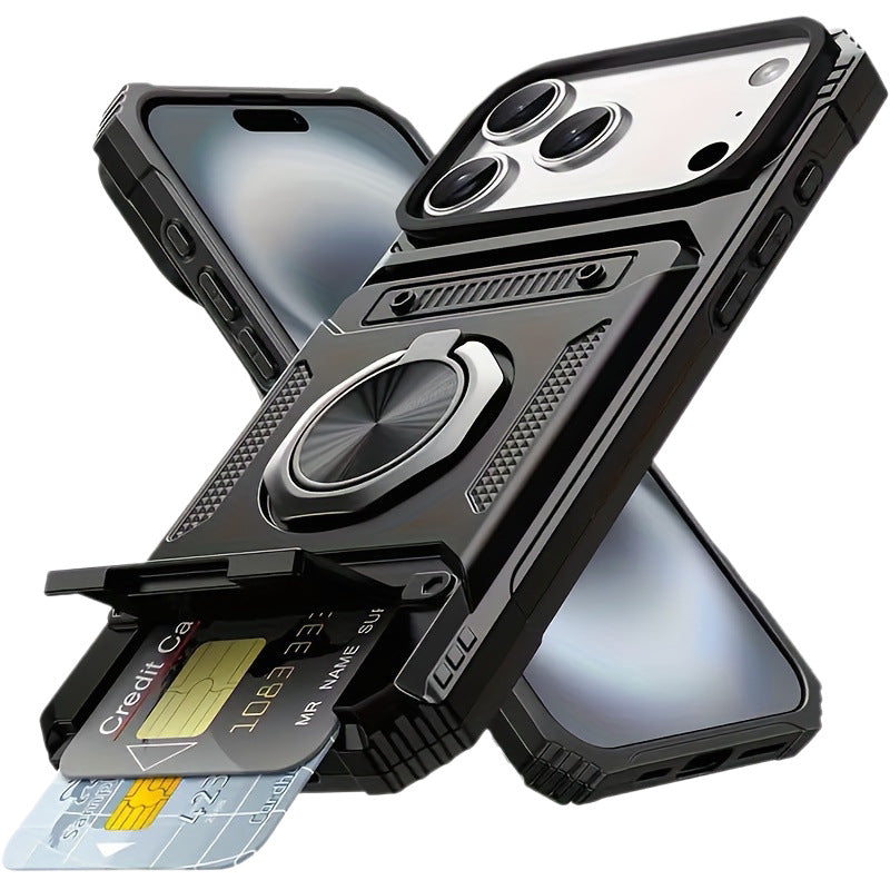 MagSafe Wallet Armor Case™ – 360° Ring Stand + Card Holder Protection