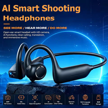AI Smart Headphones with HD Camera and AI Voice Assistant