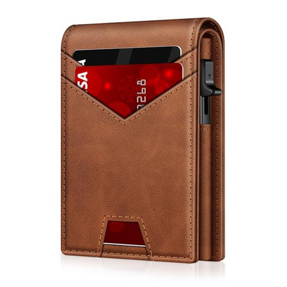 VaultGuard™ Leather RFID Pop-Up Wallet